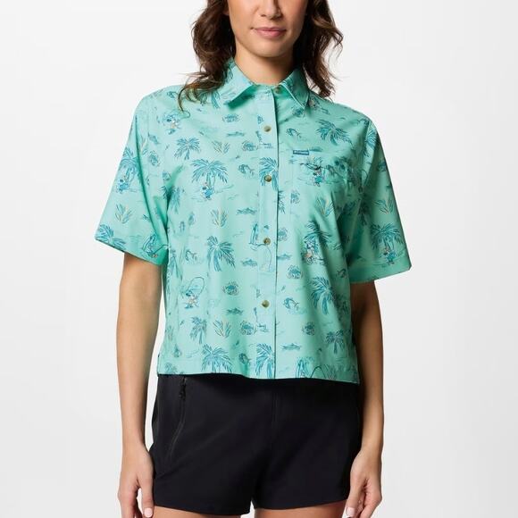 Columbia CSC Disney PFG Super Slack Tide Shirt Women's Aqua Blue Size XXL - Picture 1 of 12